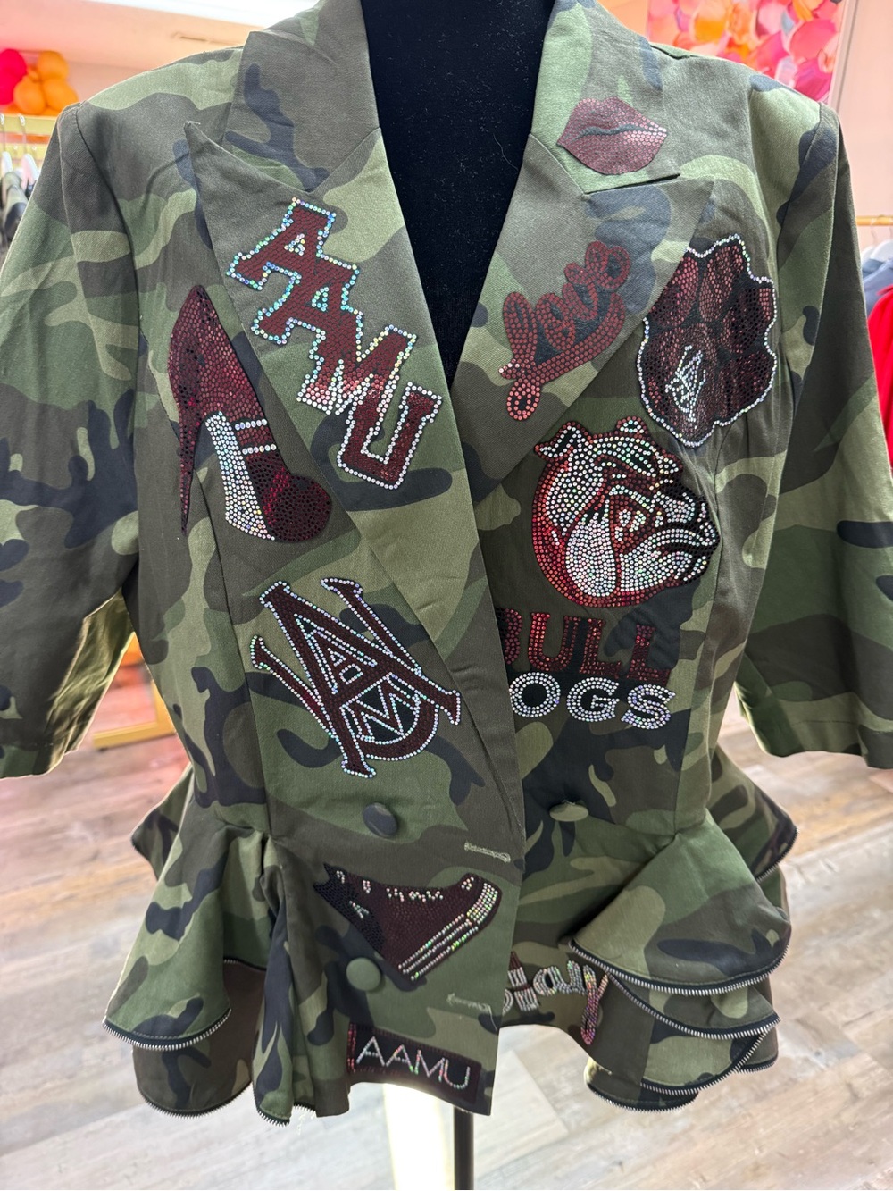 New Camouflage Embellished Women's Jacket - Green AAMU Bulldogs